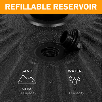 20インチ 丸型プラスチック製パティオ傘ベース(黒)